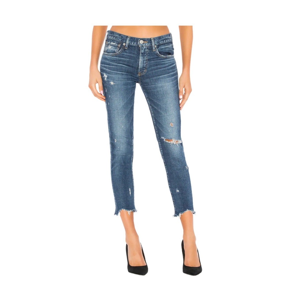 MOUSSY Vintage Japan Glendale Skinny Raw Hem Distressed Mid Rise Crop Jean sz.26